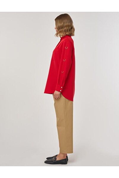 Kayra Tunic with Metal Accessory Detail Red