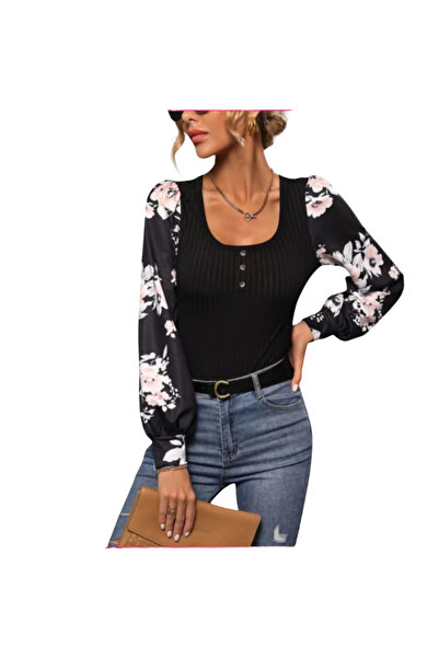 Fstyle Long Sleeve Floral Bodysuit