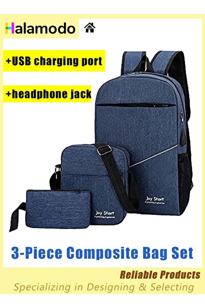 HALAMODO 3PCS Laptop Bag Combo Set, Casual Daypack, Multifunctional Laptop Backpack, Travel Backpacks