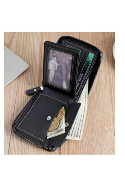 Fstyle New Men's Single Wallet, PU Leather Crocodile Print Multifunctional Fashion Stylish Zipper Wallet