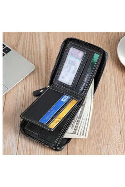 Fstyle New Men's Single Wallet, PU Leather Crocodile Print Multifunctional Fashion Stylish Zipper Wallet