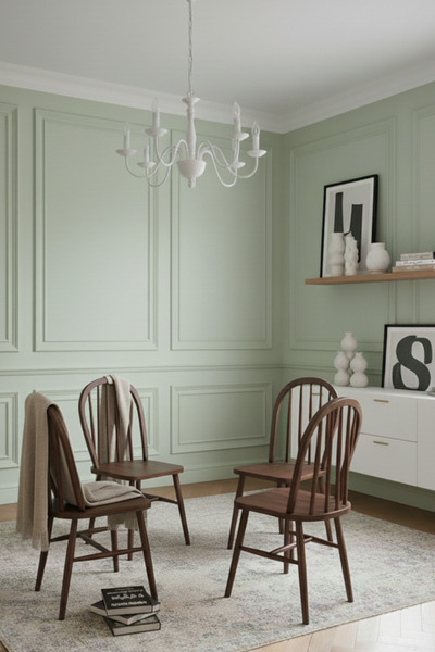 Woodenbend Oslo Ceviz Rengi Yuvarlak Masa Takımı 100 cm – 4 Kayın Sandalyeli Modern Bohem İskandinav