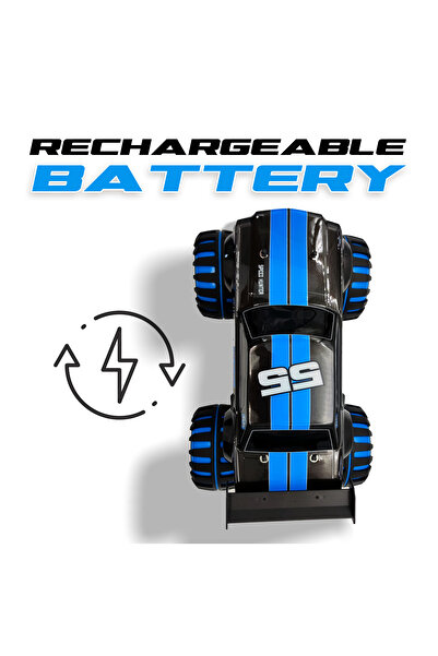 funsterz Neon Series RC Stunt Car | 1:12 Scale Black Remote Control Car with LED Lights & Battery