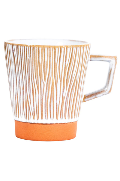 ONLY MUGS "Savanna Touch" ceramic mug with rustic embossed pattern and geometric handle – 300 ml