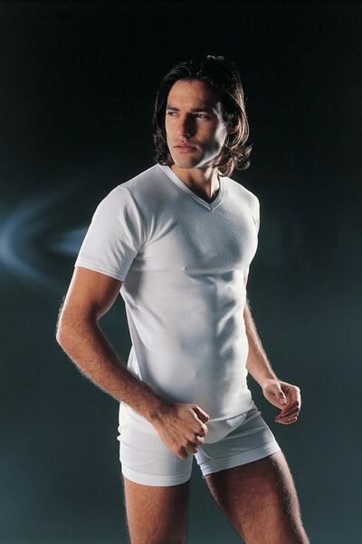 FAAL 130X6 Men's 6-Pack Combed Cotton Ribbed Half Sleeve V-Neck Undershirt-White