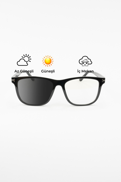 Focus On Tarian Black Photochromic Screen Glasses with Blue Light Filter