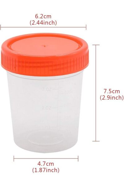 PROTECT Specimen Cups with Lids, 120mL, Clear Sample Containers, Lab Collection Cups with Labels, Random Col
