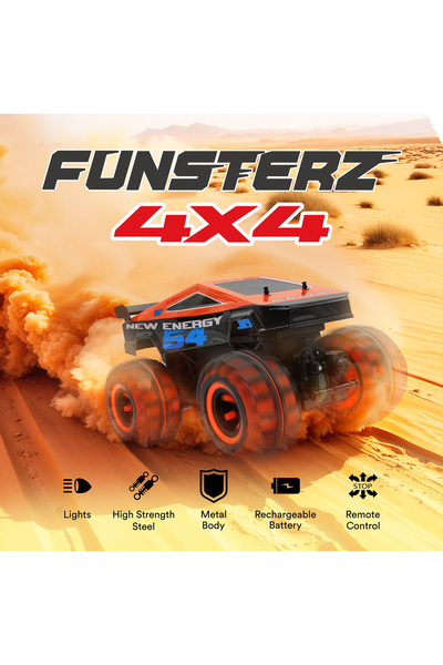 funsterz Neon Series RC Car | 1:12 Scale Remote Control Car with LED Lights & Rechargeable Battery