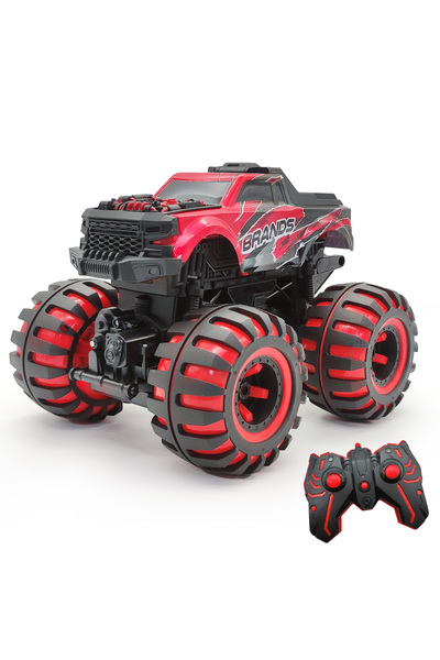 funsterz Neon Series RC Car 1:12 Scale Red Remote Control Car with LED Lights & Rechargeable Battery