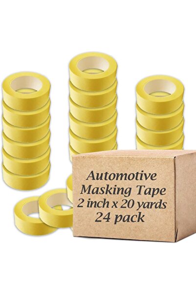 MARKQ Automotive Masking Tape 2" x 20yds Refinish Auto Body Paint Tape for Cars, Supplies [24 Rolls]