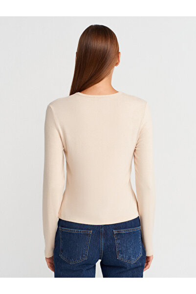 Dilvin 32055 Long Sleeve Cardigan-Stone