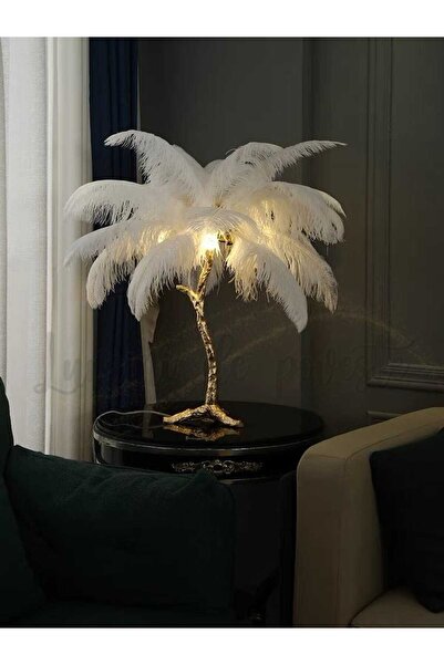 Lumini de Poveste Veioza cu pene naturale White