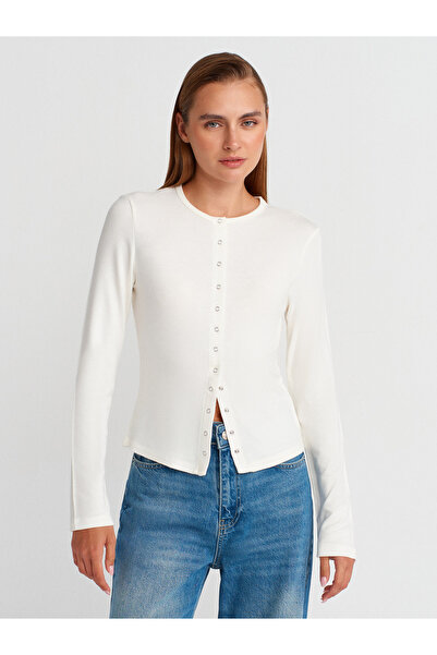 Dilvin 32055 Uzun Kollu Hırka-Ekru