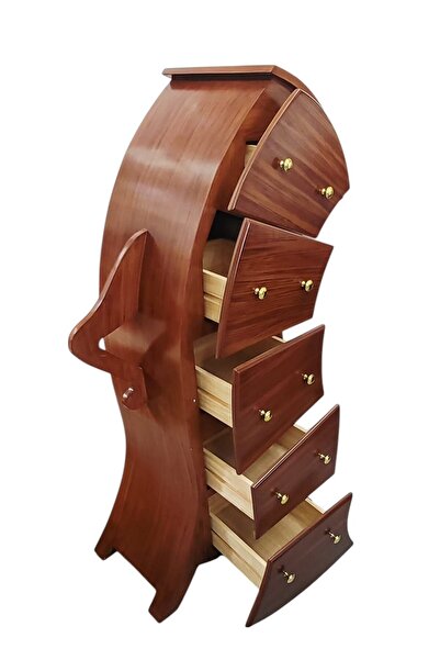 Lumini de Poveste Dulap decorativ maro cu sertare, design artistic curbat