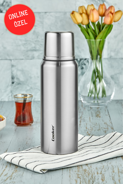 Cooker 1 Liter Double Wall Steel Thermos 24 Hours Hot, 48 Hours Cold, (Camping, Picnic, Office, Travel)