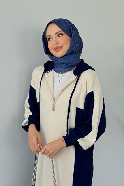 Şulemoda Giyim Samira Kapüşonlu Spor Triko Elbise Lacivert