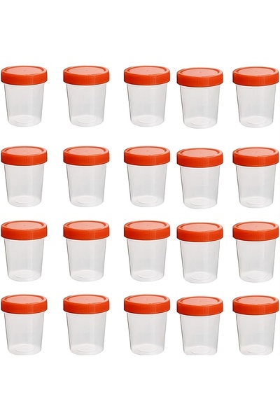 PROTECT Specimen Cups with Lids, 120mL, Clear Sample Containers, Lab Collection Cups with Labels, Random Col