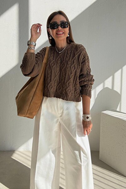 ELVAN TOLON Brown Hair Braided Knitwear