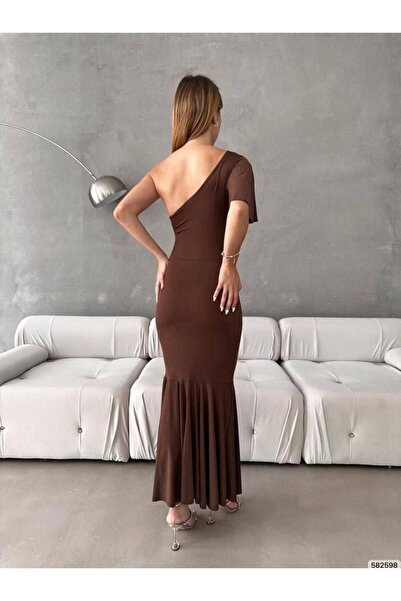 Modafeminen Βραδινό φόρεμα Sandy Flexible Fabric με λεπτομέρεια με κορδόνι με έναν ώμο 582598 ΚΑΦΕ