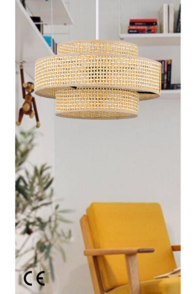 yamsan Doğal Hazeran Rattan 3 Katlı Pasta Sarkıt Avize Çocuk Odası Yatak Odas...