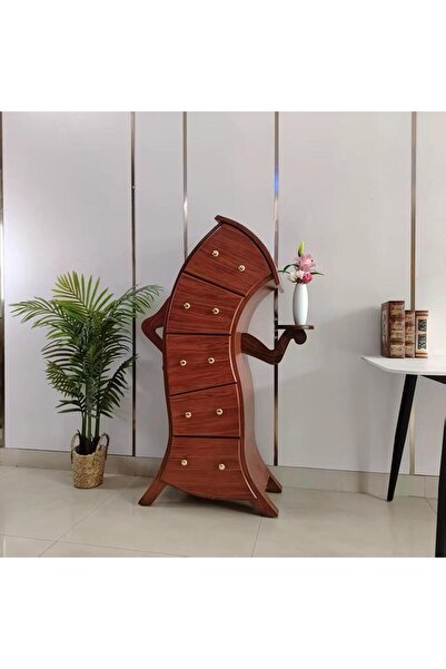 Lumini de Poveste Dulap decorativ maro cu sertare, design artistic curbat