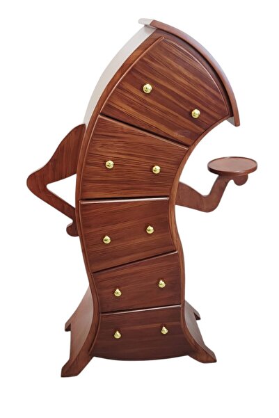 Lumini de Poveste Dulap decorativ maro cu sertare, design artistic curbat