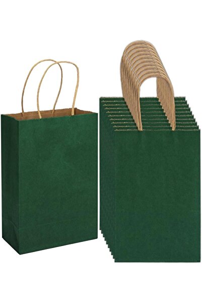 MARKQ أكياس ورقية خضراء داكنة [عبوة من 24] أكياس كرافت صغيرة مقاس 22 × 16 × 8...