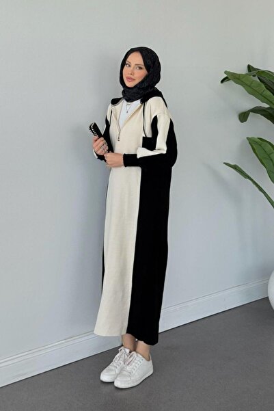 Şulemoda Giyim Samira Kapüşonlu Spor Triko Elbise Siyah