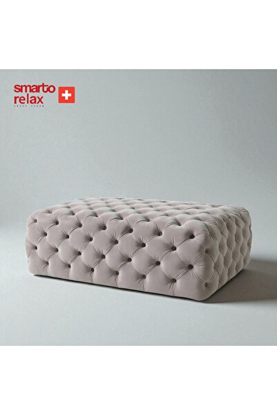 Smarto relax Puf Soglio Ayaksız Kapitoneli Dekoratif 100x100x45 cm (Ekru)