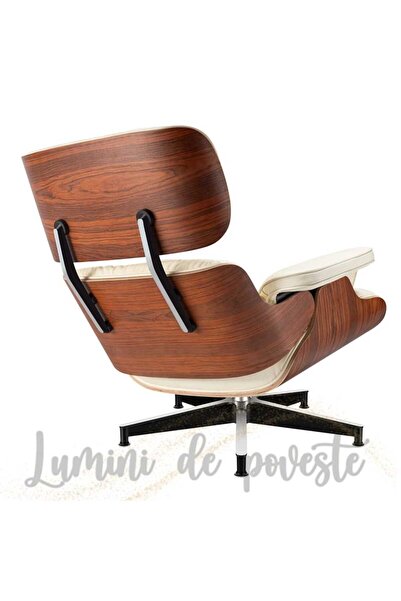 Lumini de Poveste Modern relaxation armchair, natural leather, white