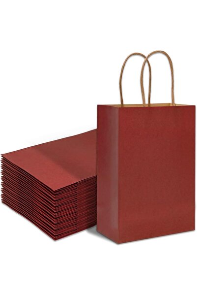 MARKQ أكياس ورقية بلون العنابي [عبوة من 24] أكياس هدايا كرافت كبيرة مقاس 22 ×...