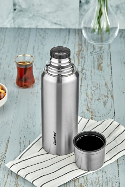 Cooker 1 Liter Double Wall Steel Thermos 24 Hours Hot, 48 Hours Cold, (Camping, Picnic, Office, Travel)
