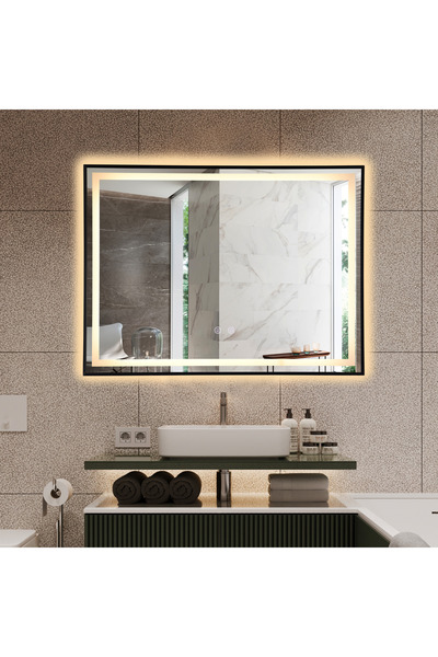 Lumini de Poveste Oglinda LED 47W de baie Luxury Black 60x80 LDPJ111