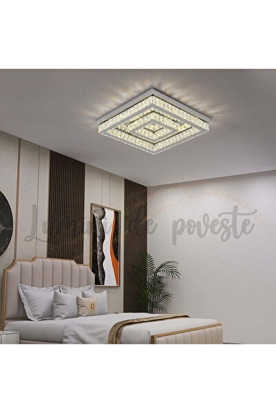 Lumini de Poveste Plafoniera LED 112W Cristal Radiance Patrata, Telecomanda