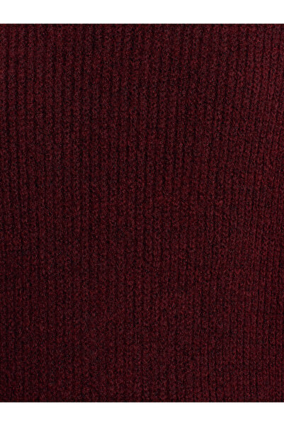Dilvin 2268 Turtleneck Oversized Sweater-Dark Burgundy
