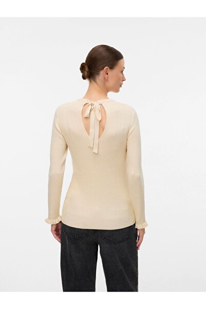 Mama Licious Strickpullover Normal geschnitten Rundhals Ärmelbündchen mit Rüschen Strickoberteil