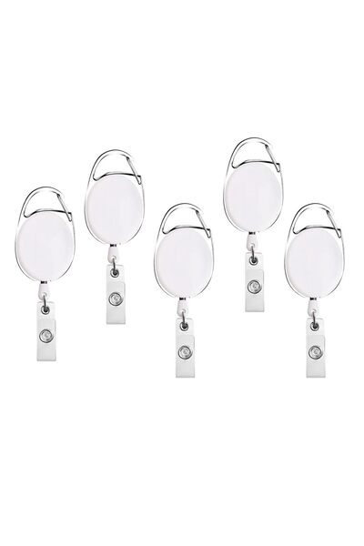 MARKQ مجموعة من 5 حاملات شارات قابلة للسحب باللون الأبيض مع مشبك بكرة - حامل ...