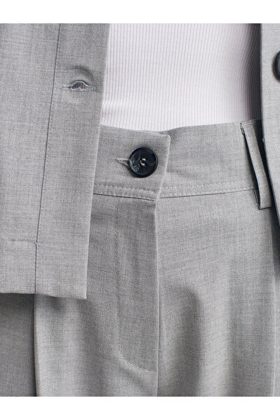 Dilvin 72168 Pres Pileli Ve Bel Kesimli Pantolon-Açık Gri