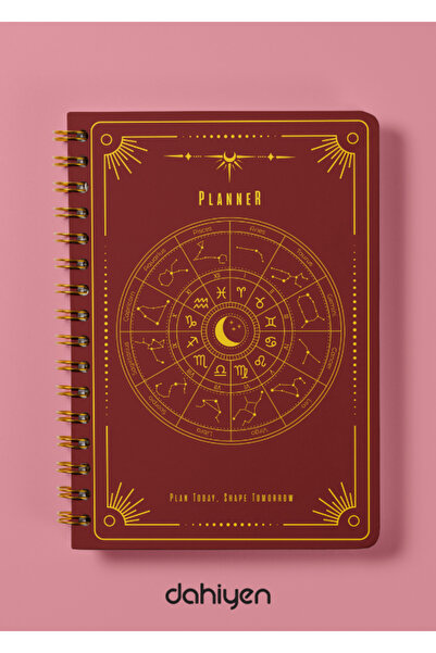 Dahiyen A5 Spiralli Keten Süresiz Planlayıcı Ajanda - Stellar Bordo Sert Kapak