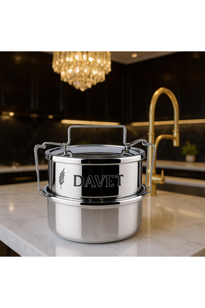 Davet Paslanmaz Çelik 2 Katlı Sefer Tası - 7 kişilik Hacmi Vardır- Tek Kat 20...