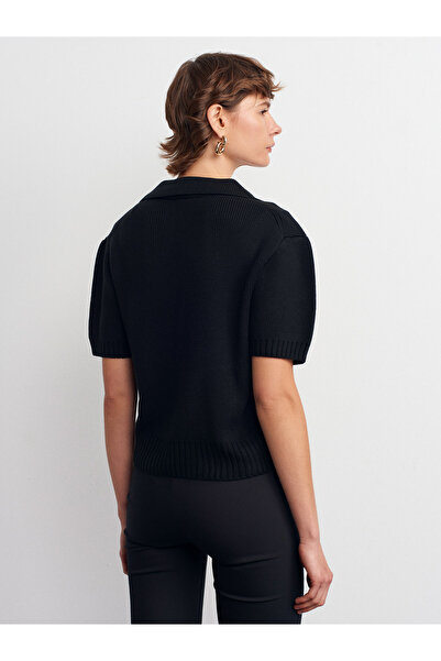 Dilvin 10809 Bowknot Knitwear Top-Black