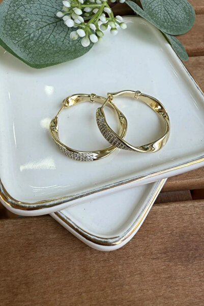 AURA ATELIER أقراط دائرية من الفولاذ مع حجر أمامي