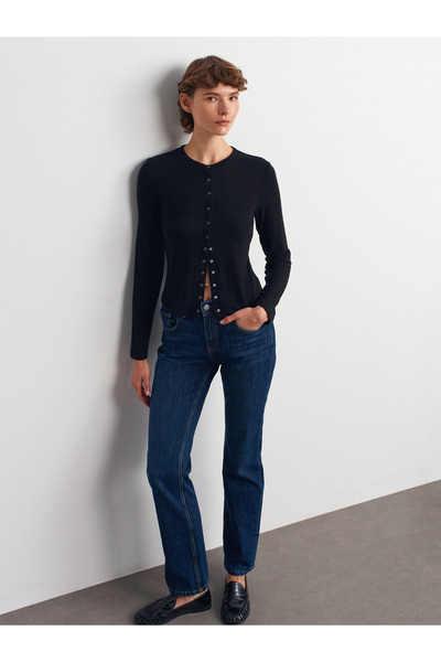 Dilvin 72049 Comfort Lycra Straight Pants-Navy Blue