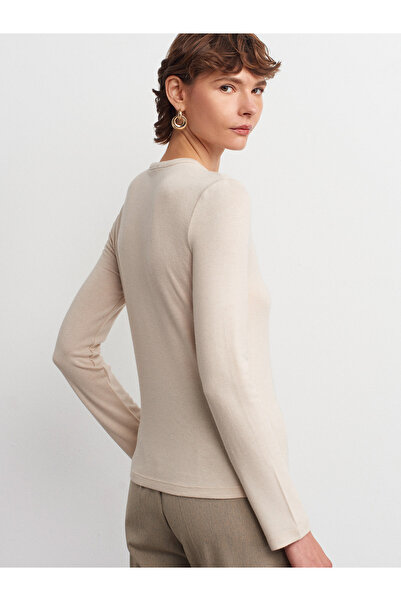 Dilvin 31544 Μακρυμάνικο μπλουζάκι με κουμπιά-πέτρα