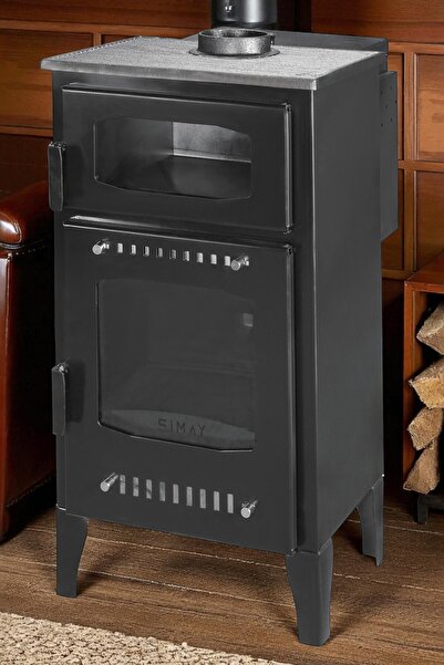 Zinnet Design Eko Model 8 kW Odun & Pelet Şömine Sobası – Geniş Camlı, Fırınlı ve Isı Ayarlı