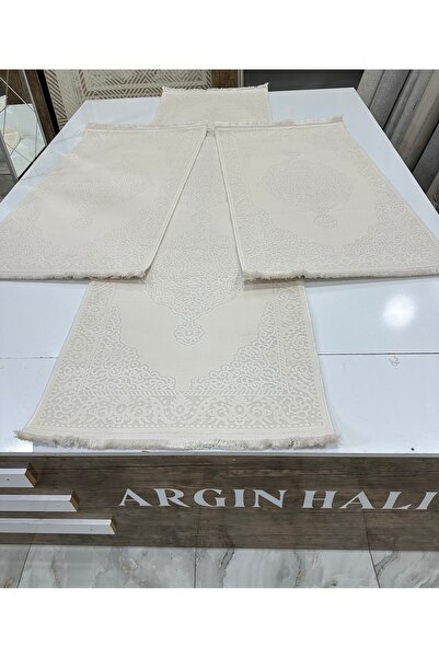Duru Beyaz Krem Akrilik Yatak Odası Halısı 3'lü Halı ARGIN HALI