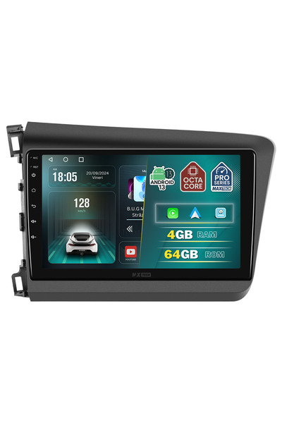 MaxTech Navigație Honda Civic Mk9 (2012-2016) dedicată, 4 GB RAM, 64 GB ROM, OctaCore, Carplay și Android Auto