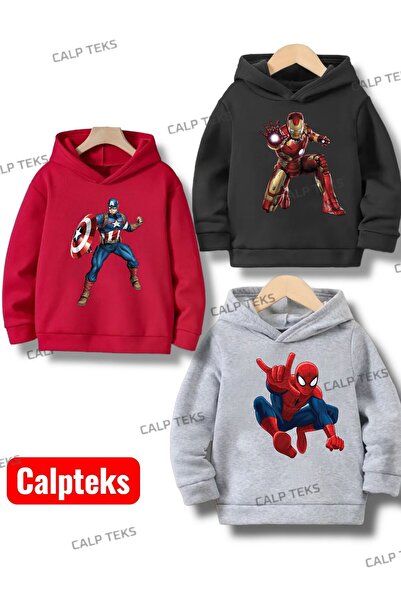 CALP TEKS 3 Heroes Printed Thick Cotton Children's Sweatshirt Set of 3