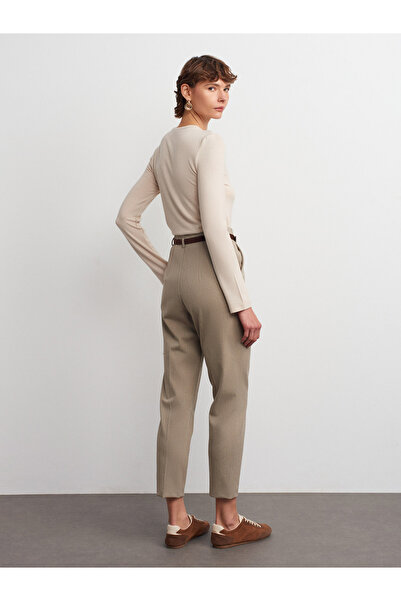 Dilvin 72181 Belted High Waist Trousers-Çağla