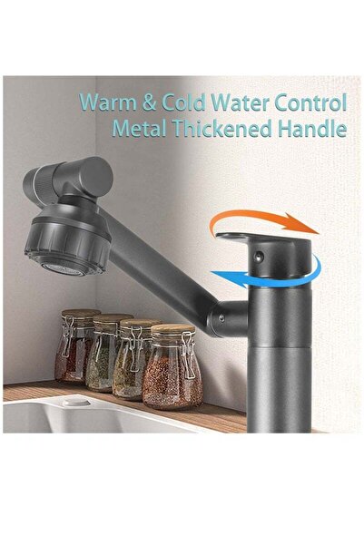 COOYA Swivel Faucet,360 Degree w/Big Angle Rotate Spray, Multifunctional,2 Water Mode Robotic Arm Faucet
